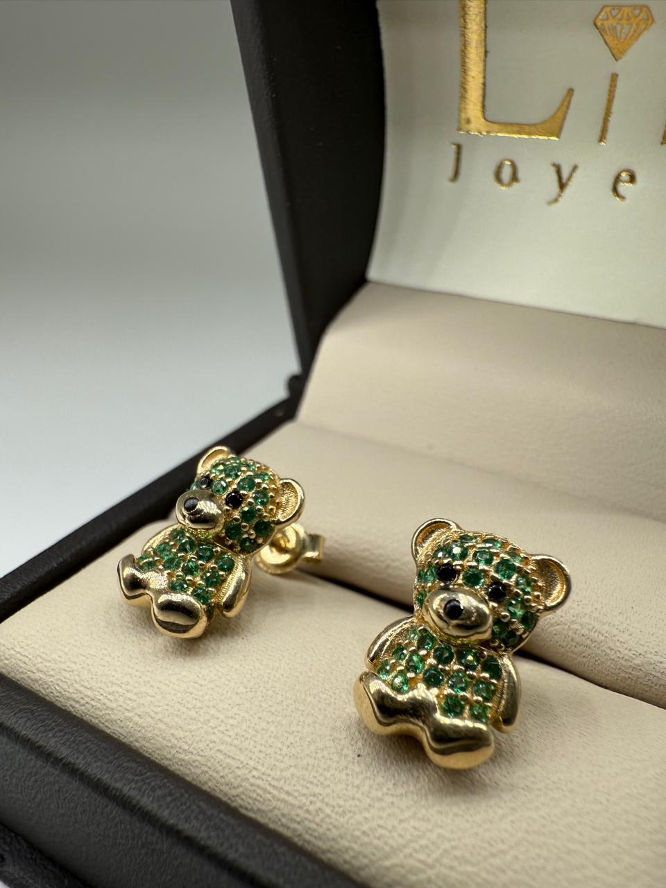 ARETES OSO VERDE 14K 2.6G